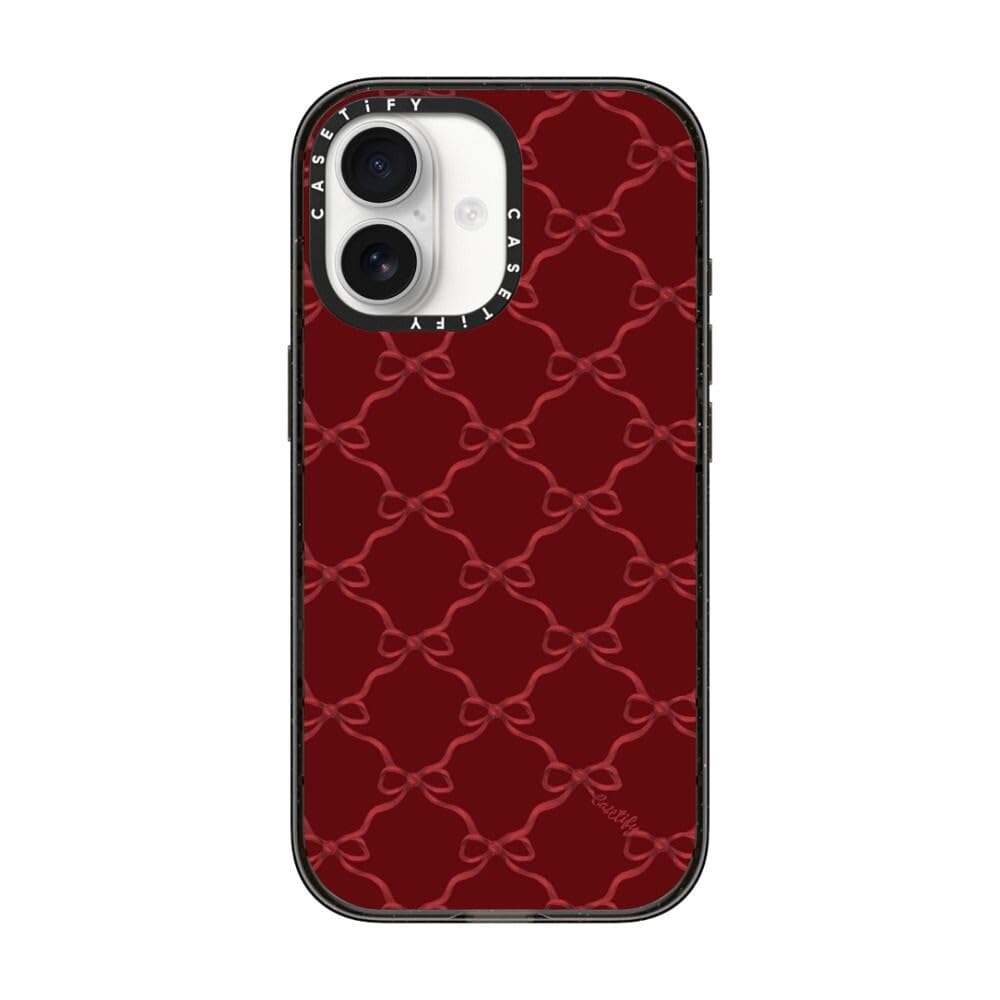 CASETiFY インパクト iPhone 17 ケース [MagSafe対応/薄型 軽量/耐衝撃] - Red Bows - クリア ブラック