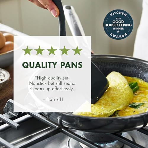 Image of GreenPan Spectra 8 inch Frying Pan Skillet, Hybrid Tri-Ply Stainless Steel, PFAS-Free Ceramic Nonstick Textured Cooking Surface, Induction Cookware, Diswasher Safe, Oven & Broiler Temp to 850˚F
