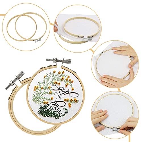 Bigotters 12Pcs 3 Inch Embroidery Hoops, Adjustable Bamboo Circle Cross Stitch Hoop Ring Bulk Wholesale For Home Ornaments Art Craft Handy Sewing Diy Favor #TOP3