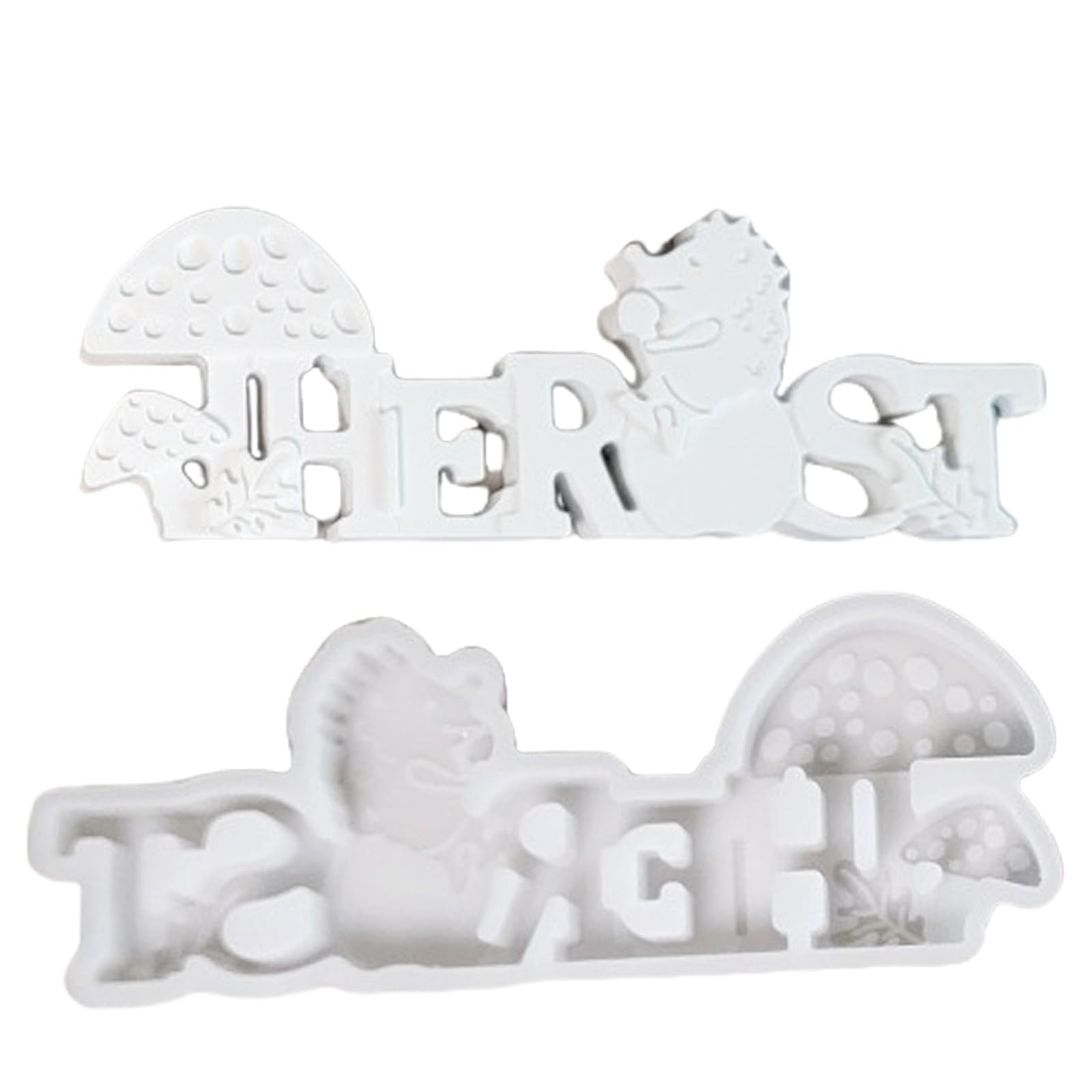 Kalttoy Letters with Hedgehogs Mushroom Silicone Ornament Molds Autumn Molds Epoxy Resin Plasters Letters Silicone