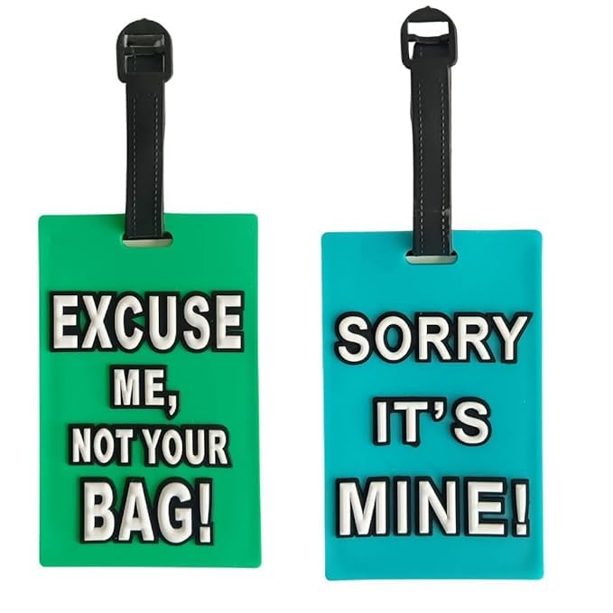 QUIRA Luggage Tags with Name ID Card,Silicone Travel Baggage Bag Tags Suitcase Identify Labels for Women Men (Multicolour) (Pack of 2)-image-48