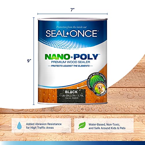 Image of Seal-Once Nano+Poly Wood Sealer and Waterproofer, Black, 1 Gallon