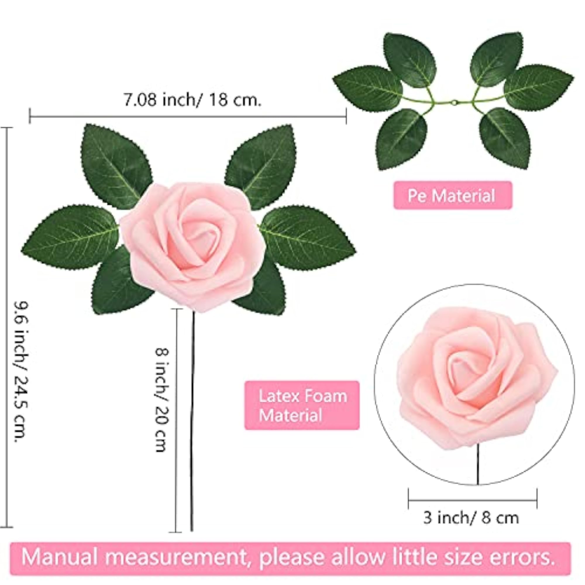 25 Pieces Valentine's Day Artificial Rose Flowers