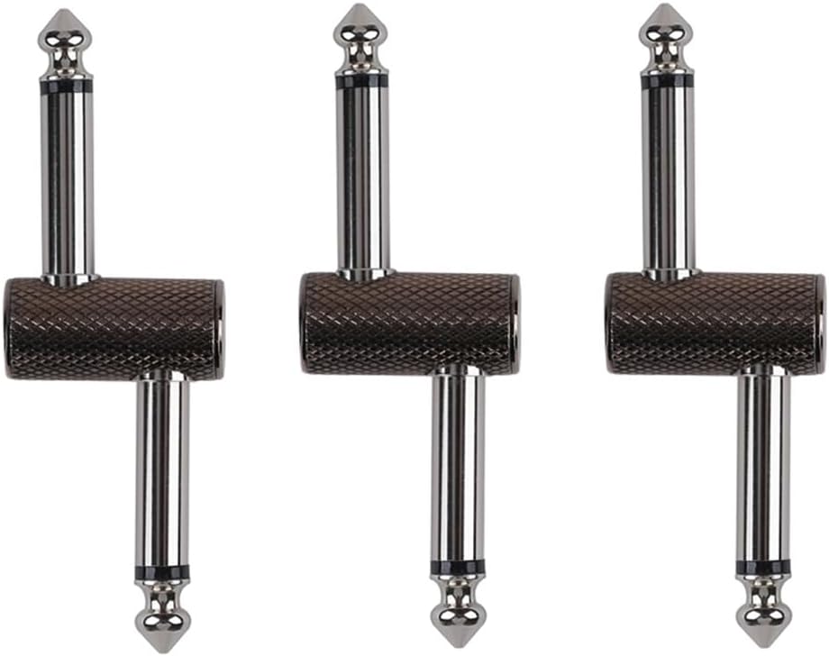 Rayzm Guitar Pedal Patch Connector - 6.35mm (1/4") Effect Couplers, Male to Male Offset Plug Adaptor for Pedal-board Instead of Cable - Pack of 3