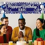 Personalized Birthday Banner for Party, with Name & Ages Option-Custom DIY Alphabet & Numbers Stickers Birthday Party Backdrop Indoor/Outdoor Celebrations (Blue Silver) - Image 4
