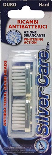 12 x SILVER CARE PLUS Spazzolino Denti Duro Ricambio 2 Pezzi