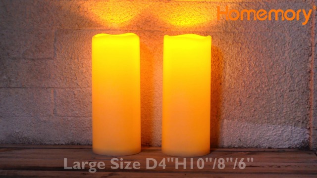 Image of Homemory 4 inchx6 inch Large Solar Candles Outdoor Waterproof, Dusk to Dawn, Solar Powered Flameless Candles for Outdoor, Lanterns, Set of 2