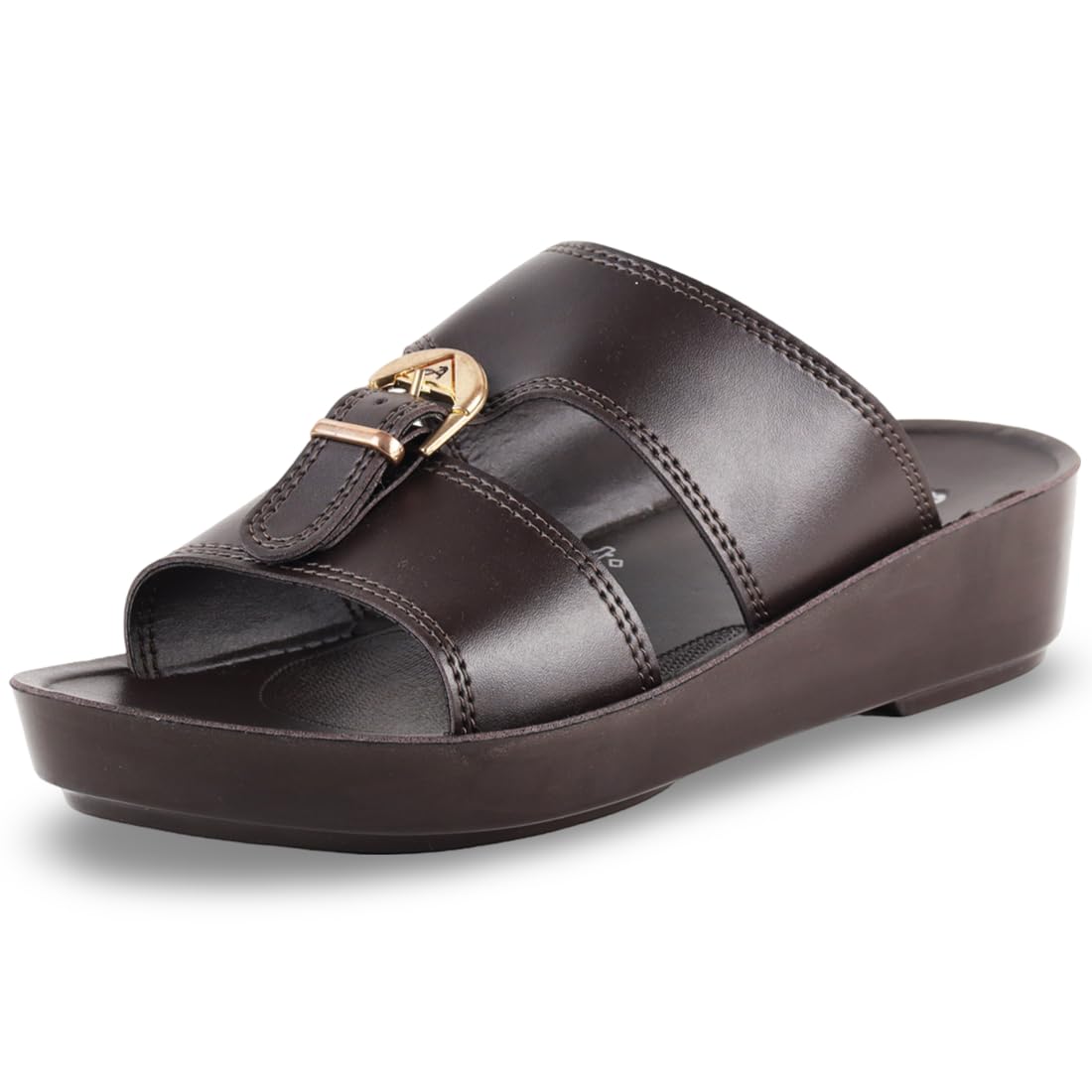 aerofast Men's Black Leather Slip-On Sandals | Stylish & Comfortable | Casual & Formal Wear (GA8320)-picture-46