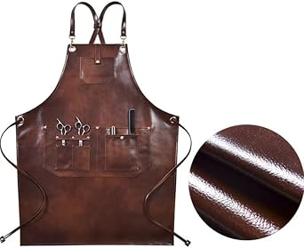 PU Apron Cross Back Strap Barista Bartender Pastry Chef Cafe Bistro BBQ Grill Uniform Florist Barber Workwear