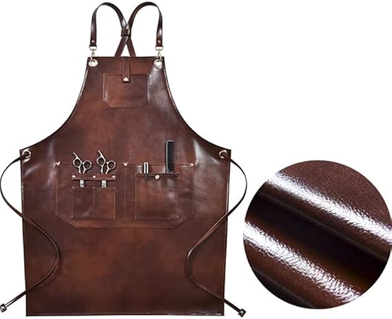 PU Apron Cross Back Strap Barista Bartender Pastry Chef Cafe Bistro BBQ Grill Uniform Florist Barber Workwear
