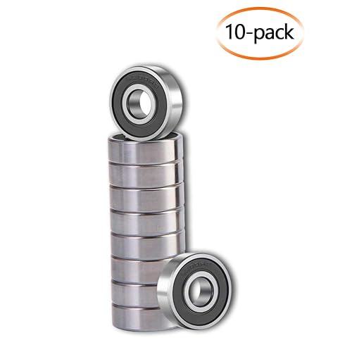 Miniatura 18 de 606 2RS Rodamientos de bolas [paquete de 12] Rodamientos de bolas de acero y doble goma sellados en miniatura para equipos industriales, micromotor