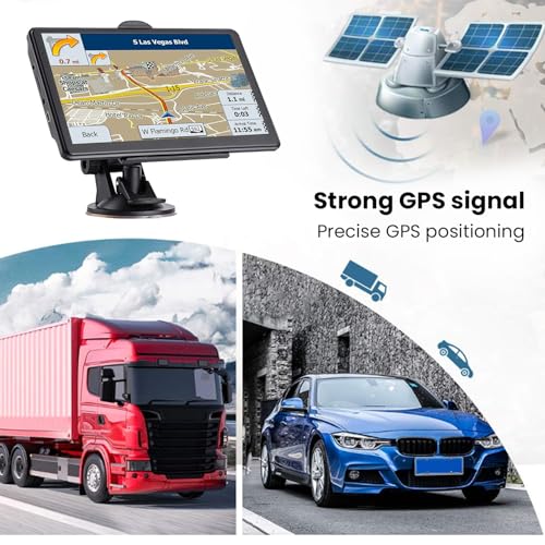 GPS Navigator for Car Truck RV, 7-Inch HD Touchscreen GPS with 2026 Maps Free Lifetime Updates, Voice Turn Direction Guidance, Support Speed and Red Light Warning, Custom Truck Routing