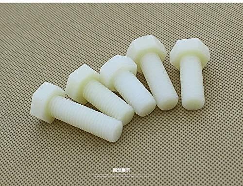 BOL-04129 5pcs M12x20mm-50mm White Nylon Hex Bolt White Hex Head Bolts Nylon Screw Kolloee(5pcs M12x20mm)
