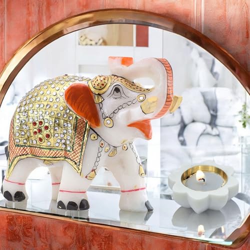Diwali Gift Set with Handcrafted 5-Inch Marble Elephant & 3-Inch Marble Diya - Ideal for Home Decor, Vastu, Feng Shui, Weddings, Housewarming & Corporate Gifts — photo — 9 of 9
