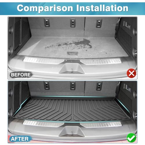 Image of Mixsuper Cargo Liner for Chevrolet Tahoe /GMC Yukon 2021-2026, All Weather Cargo Mat Trunk Liner, Behind The 3rd Row Seats, Black