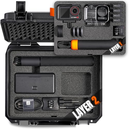 Portable Waterproof Hard Case for DJI Osmo Action 5 Pro/ 4/ 3 Action Camera Accessories Fits Standard/ Adventure/ Diving Combo Compatible with Battery Case 2/ FOV Boost Lens (Case and Foam Only)