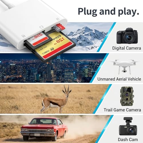 Image of ZORBES USB C SD CF MicroSD Card Reader, 3 Slot Memory Adapter for iPad Mac | Direct File Transfer, Compact Form, Plug and Play Setup, Camera Storage Access, Mobile Backup, Home and Travel Use