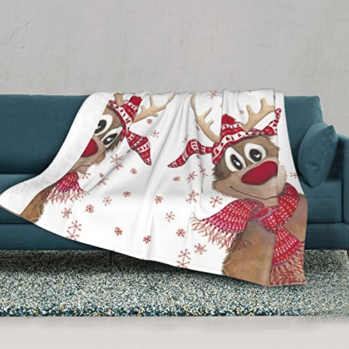 Couverture de canapé imprimée élan de Noël avec plaid lit double couche doux