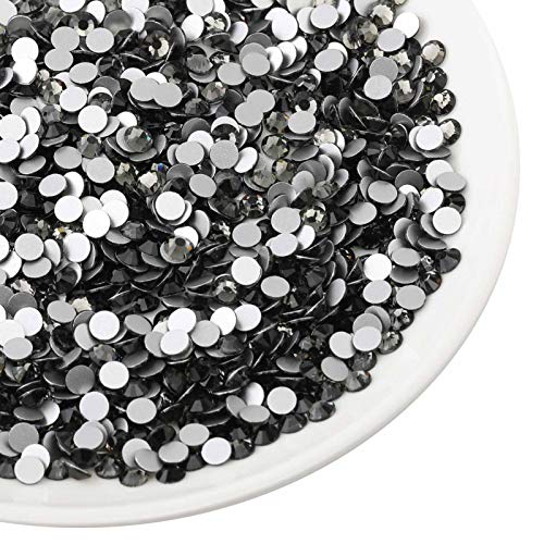 Image of Beadsland Flat Back Crystal Rhinestones, Black Diamond, SS20, 2880pcs | Flatback Glass Gems, 4.6-4.8mm, for Nail Art Craft, Glue Fix