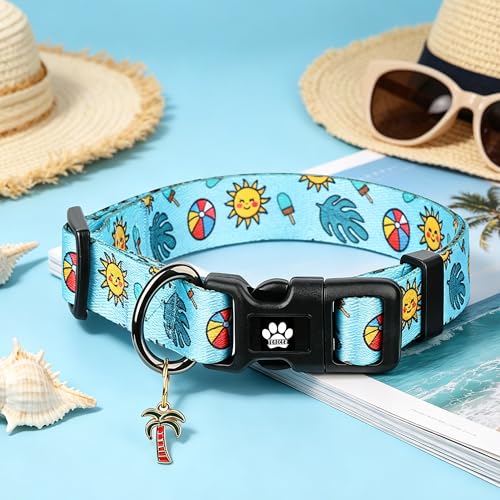 TENICER Summer Dog Collar for Small Medium Large Dog, Cute Blue Pet Puppy Collars for Boy Girl Dogs, for Pool Party Picnic Hiking Walking Outdoor Activities, L by TENICER - Image 2