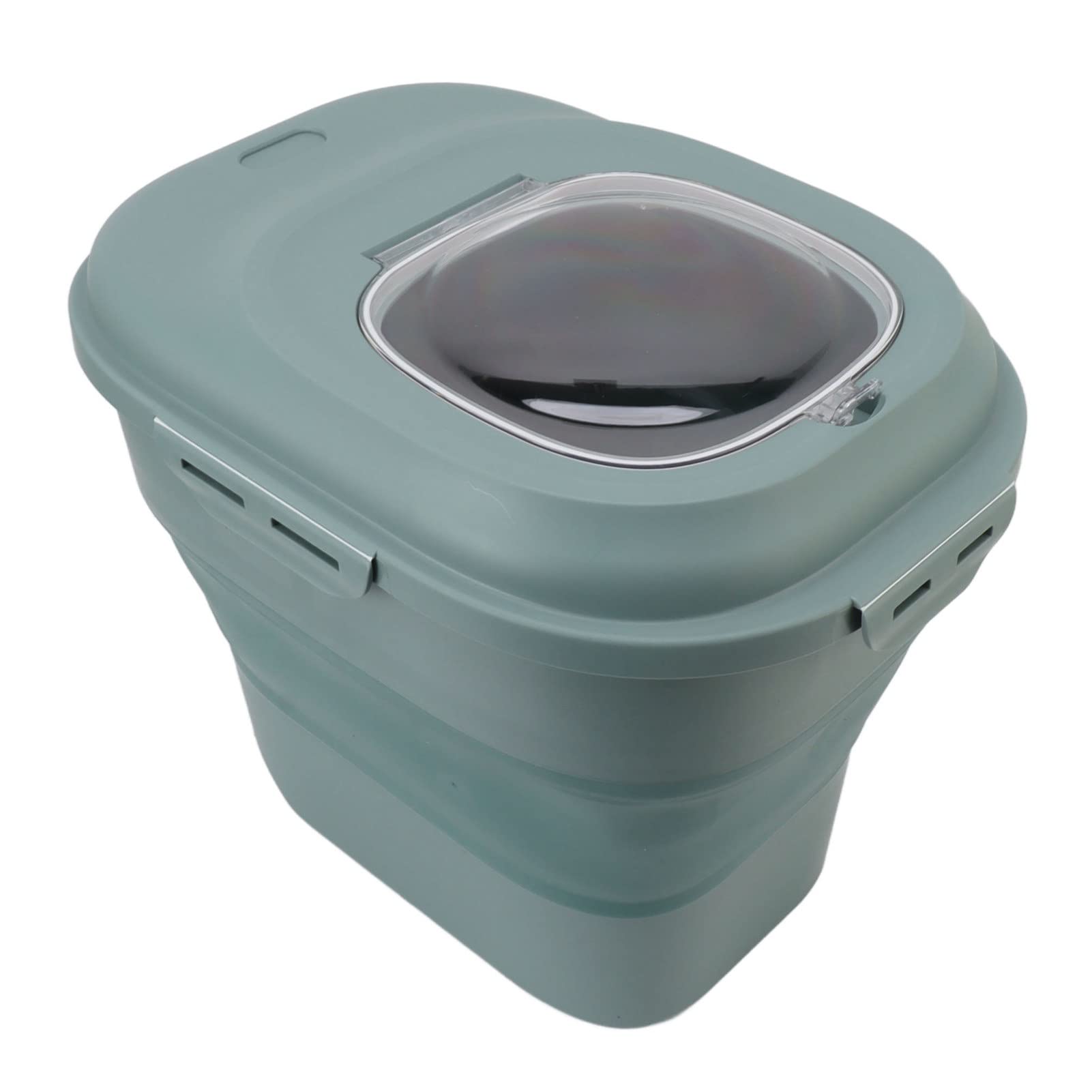 Contenedor de Almacenamiento de Contenedores de Almacenamiento de Alimentos con de Alimentos Plegable con Taza para Medir la Ruleta (Verde)