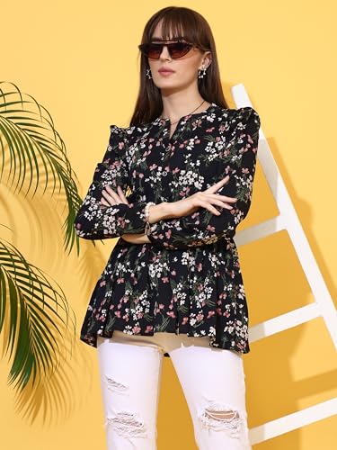 Image of Honky Tonky Women's Top Shirt Stylish Trendy for Girls | Floral Printed Top | Lightweight Day Comfort