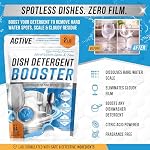 Dishwasher Detergent Booster Prewash Powder - ACTIVE Citric Acid Dishwashing Additive for Hard Water, Natural Dish Washer Shine & Rinse Aid, Lime Scale Remover for Cloudy Glassware - 64 Uses (900g)