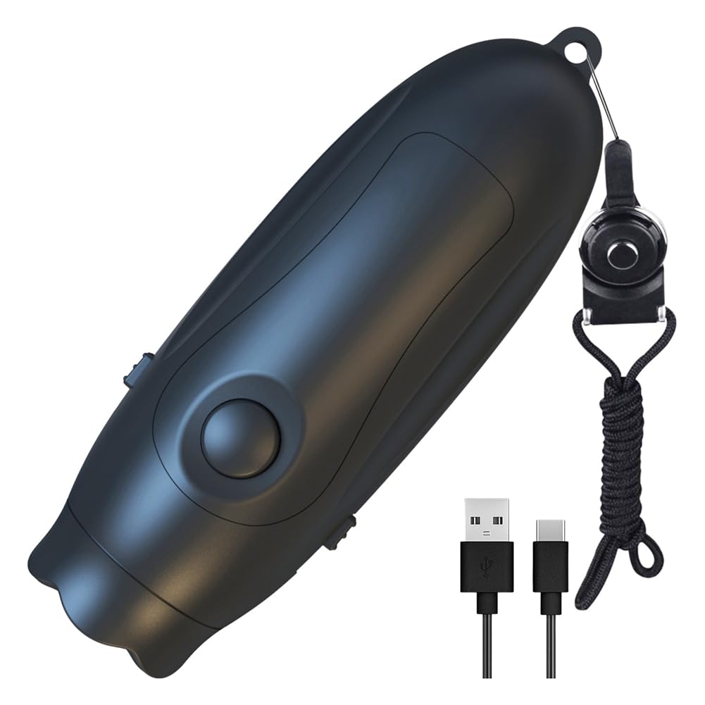 Remingtape Black USB Rechargeable Electronic Whistle with 3 Tones, Adjustable Volume for Coaches and Referees