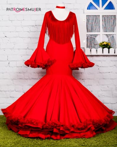 Miniatura 7 de Patrón De Costura Vestido Flamenca Clavel Para Hacerlo Tú Misma. Tutorial En Vídeo Para Ayudarte A Realizarlo. Talla 36 A La 52. Patrón Multitalla En Papel.