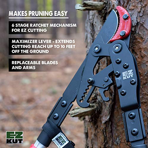 EZ Kut G2 Tree Trimmer Ratcheting Branch Cutter. Heavy Duty Branch
