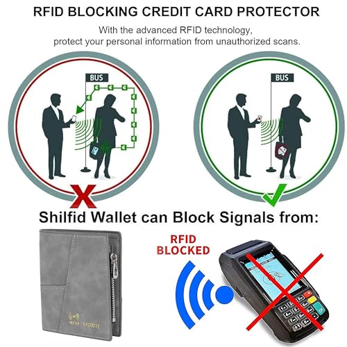 Storite Men's PU Leather RFID Blocking Credit Card Holder Money Wallet Zipper Coin Purse (Grey, 11.8 x 9.6 x 1.5 cm) 5 51TM pGgAGL