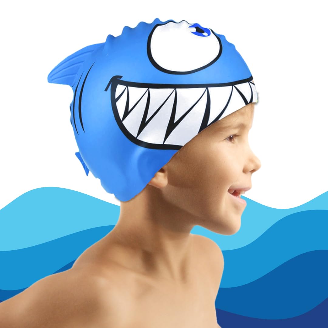 kina - Cuffia da Nuoto Bambini per Piscina, in Silicone, Ipoallergenica, Elastica e Soffice al tatto per Capelli corti e lunghi