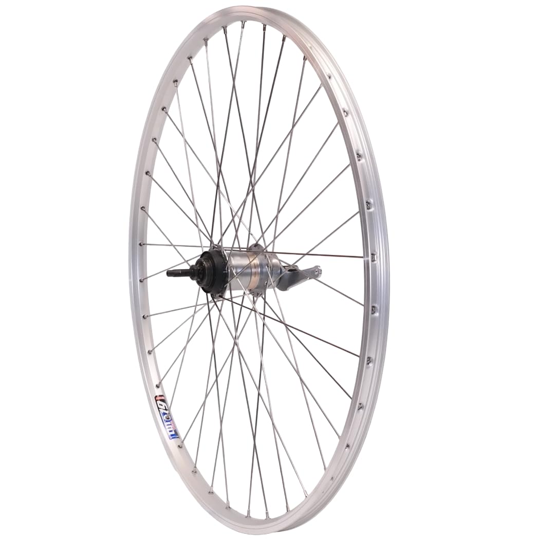 Vuelta Fahrradfelge Hinterrad 24-28 Zoll inkl. Nexus SG3C41A2078, 3 Gang Rüktritt-/Felgenbremse - Made in Germany Hinterrad Silber, Hohlkammer-Felgen, Fahrrad Rad
