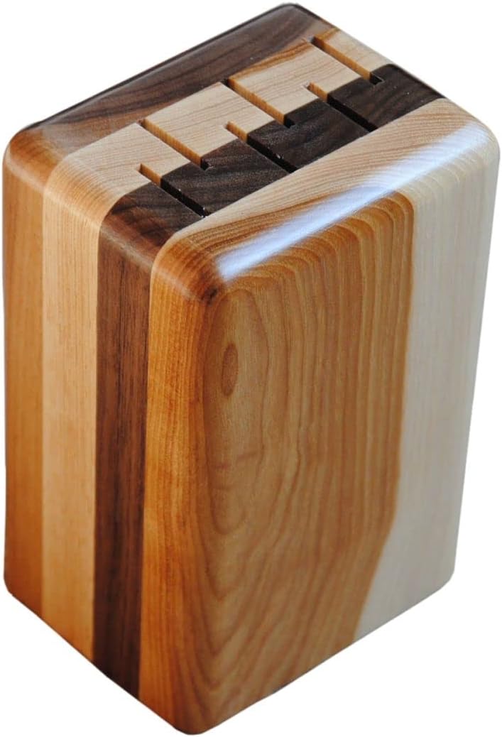 Walnut Steak Knife Block with Six Slots (Hickory and Walnut)