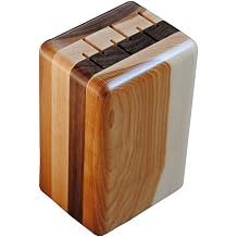 Walnut Steak Knife Block with Six Slots Hickory and Walnut