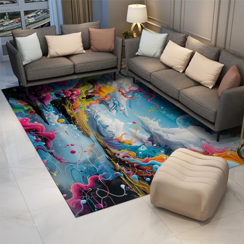 Tapis paysage icebergs lavable en machine pour une chambre propre et saine 120x160cm
