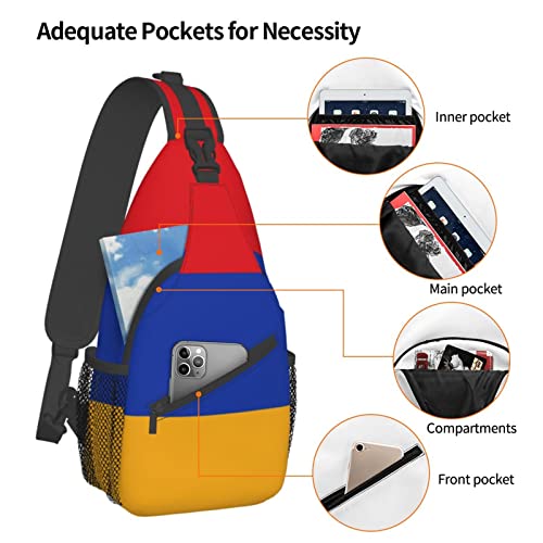 Mochila cruzada unisex con bandera armenia negra miniatura 5