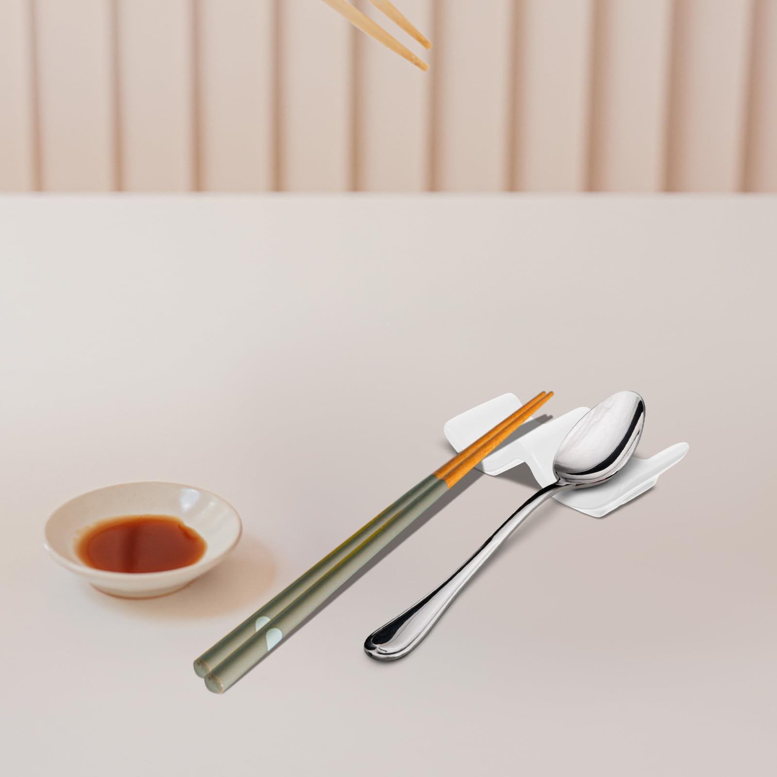 Set da 10 Pezzi Poggia Posate da Tavola in Ceramica Bianca, Utensil Rest per Bacchette e Cucchiaio, Porta Forchette Funzionale per Cucina e Ristorante
