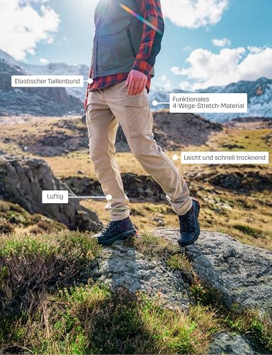 RevolutionRace Adventure Cargo Stretch Pants für Herren, Wanderhose für viele Outdoor-Aktivitäten, Black, XL