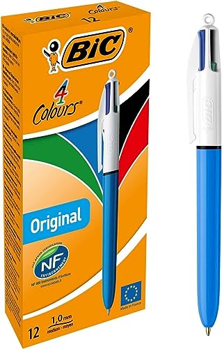 BIC 4 Farben Kugelschreiber Set 4 Colours Original, 12er Pack, Ideal für das Büro, das Home Office oder die Schule*