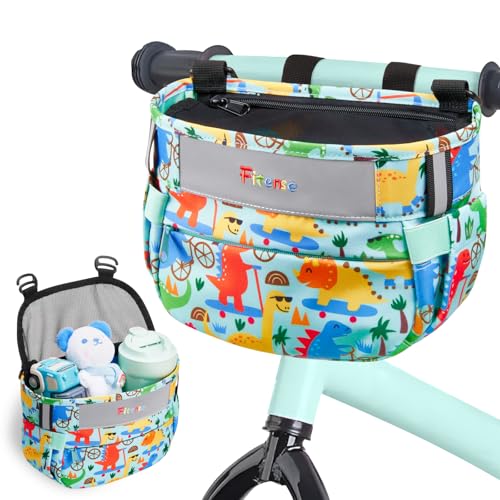 Fitense Kids Bike Basket Bicycle Basket Front Handlebar Waterproof Cute Fabric Childrens Bike Basket Kids Bike Accessories Fit Most Boys Girls Toddlers Bike or Scooter Easy to Install