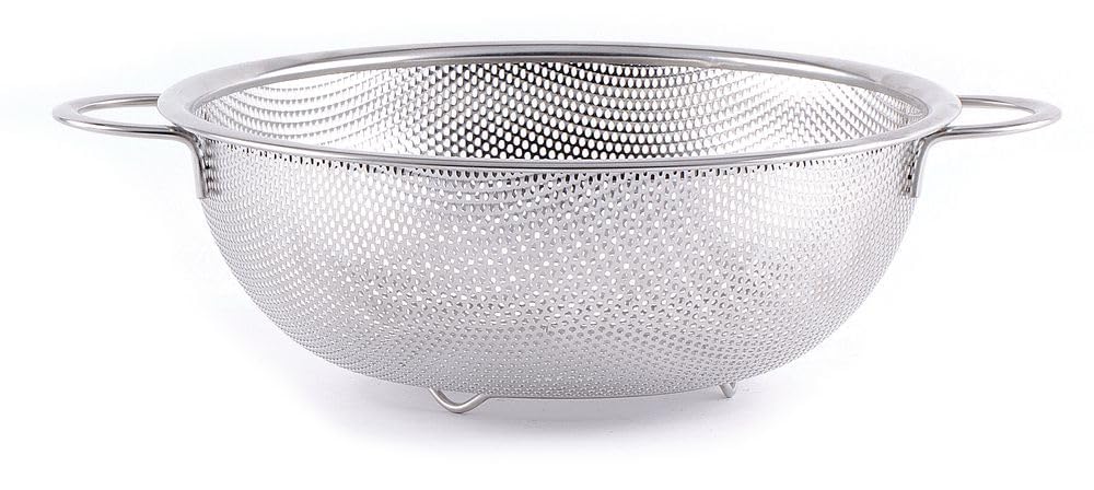 HENDI Escurridor de cocina, colador, para cocinar, lavar, pasta, fideos, espaguetis, frutas, verduras, ensaladas, redondo, perforado, con base y 2 asas, ø22.5cm, acero inoxidable