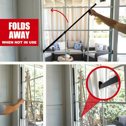 SECURITYMAN Sliding Door Security Bar-Child Proof Sliding Door Lock Bar with Anti Lift Lock - Fits Most Doors & Windows - Adjustable Patio Door Security Bar (18.75"- 51.1") Black