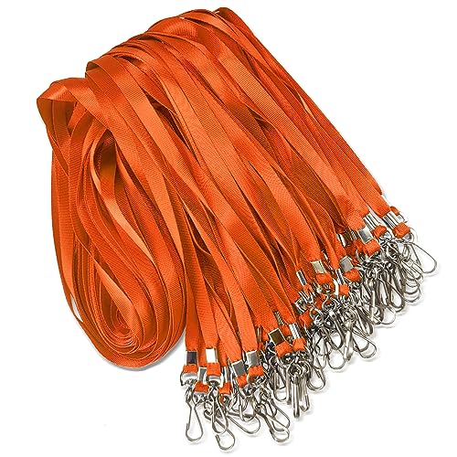 Maileto 50 Pack Orange Lanyard Bulk Lanyard for ID Badge Holder