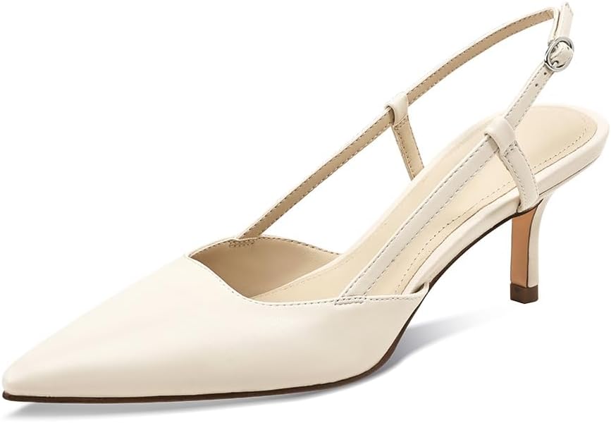 Slingback Heel for Women Kitten Heels Closed Pointed Toe Low Heel Pumps Rhinestones Heels for Women Dress Shoes for Wedding Party Prom