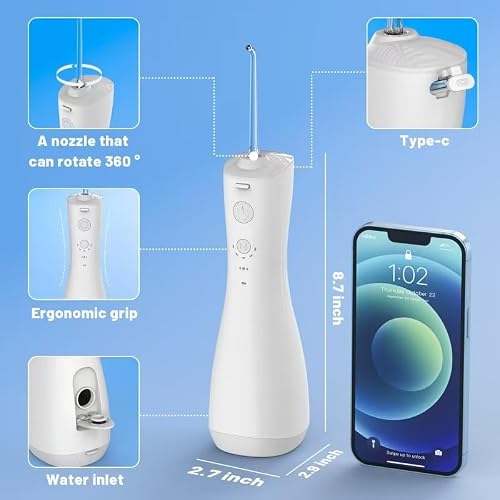 Power Water Flossers for Teeth Cleaning and Flossing, Water Dental Flosser Teeth Pick - Cordless Portable 6 Modes Oral Irrigator Dental, Rechargeable Travel Irrigation Cleaner IPX7 Waterproof (White) - Thumbnail 4