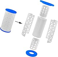 Vista 4 de Paquete de 6 cartuchos de filtro de piscina tipo A, C o III, accesorios para piscinas por encima de Gound, filtros de piscina tipo A/C, kit