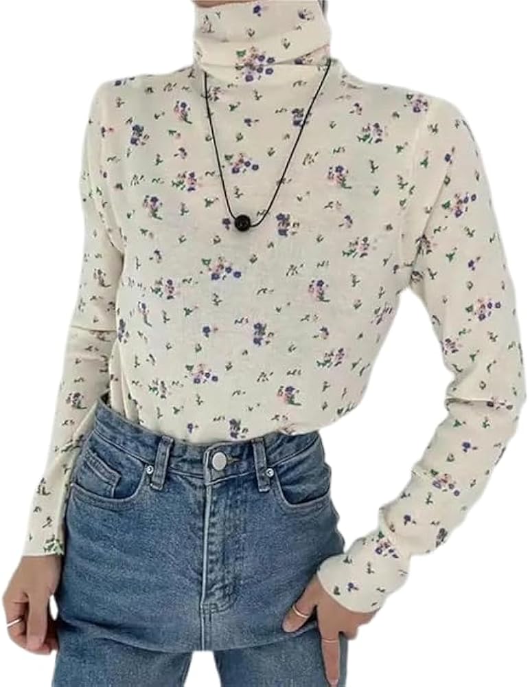 トップス MURRAL 21SS Framed flower mock neck top MURRAL 21SS Framed flower mock neck top