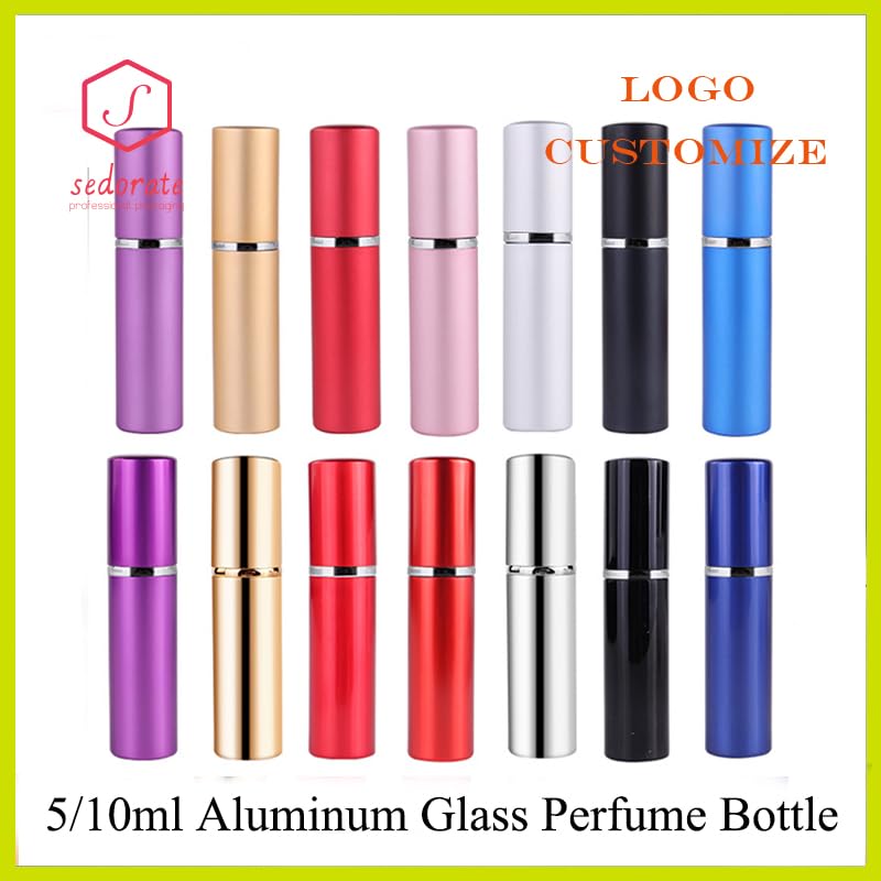 5 ml 10 ml aluminiowa butelka z rozpylaczem do perfum szklany atomizer, wielokrotnego napełniania, podróżny pojemnik na mgiełkę, zestaw próbek kosmetyków 10-100 szt. (czarny matowy, 100 szt., 5 ml)