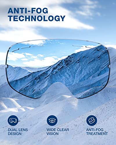 Image of ZIONOR X Ski Snowboard Snow Goggles OTG Design for Men Women with Spherical Detachable Lens UV Protection Anti-Fog (VLT 21% Black Frame Grey Revo Red Lens)